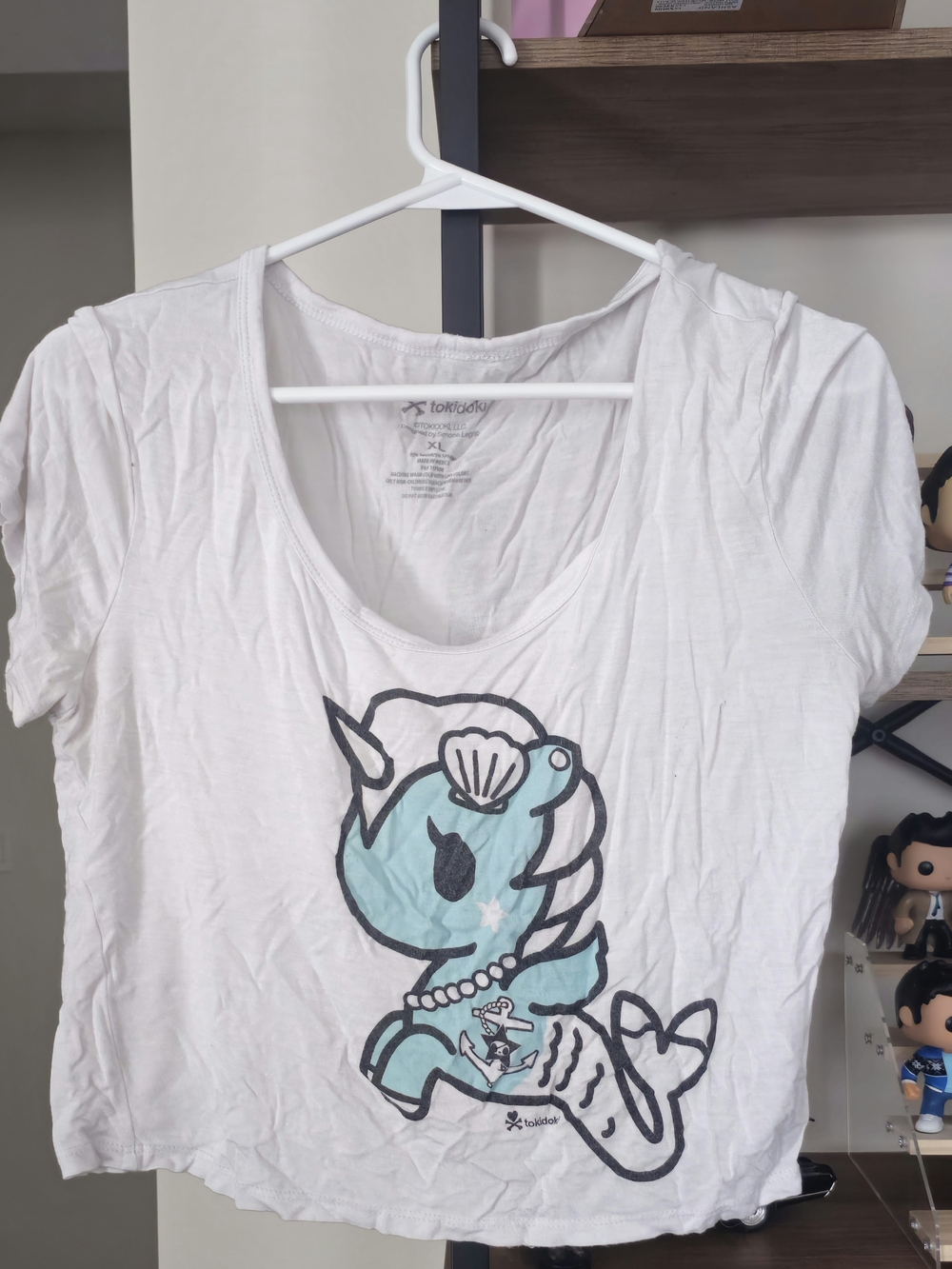 tokidoki White Tee with Mint Blue Mermaid Unicorn Graphic